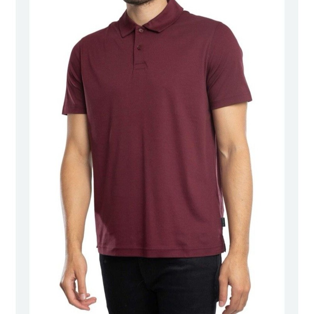 Ted Baker London Mens Polo Shirt Maroon Slim Fit Short Sleeve Size 7 (3XL) Golf